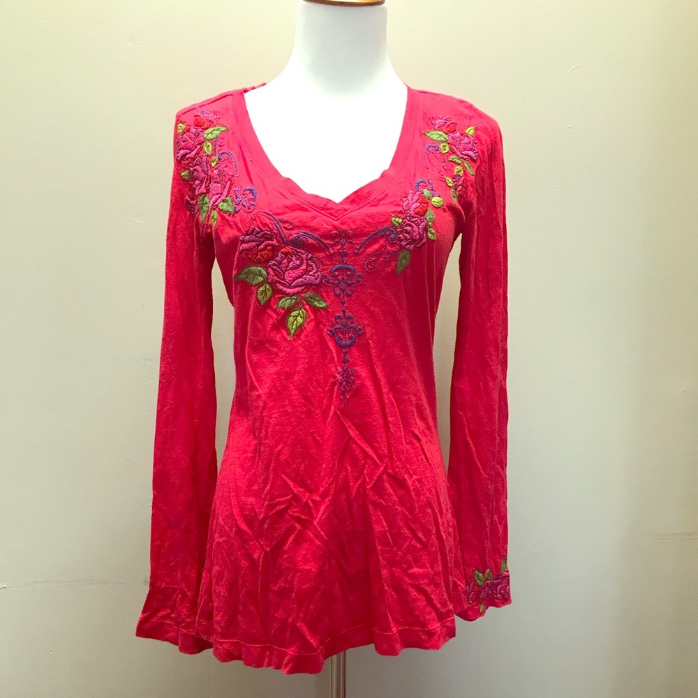 Johnny Was  embroidered long sleeve shirt